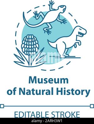 Museum Of Natural History concept icon. Prehistoric animals. Biological exposition. Paleontological exhibition idea thin line illustration. Vector iso Stock Vector