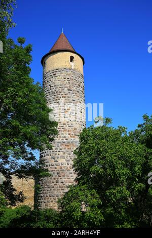 Iphofen is a city in Bavaria with many historical sights. Eulenturm Stock Photo