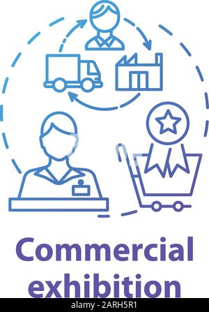 Commercial exhibition concept icon. International trading fair. Market display. Convention to purchase artwork. Museum promotion exposition idea thin Stock Vector