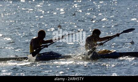 20040824 Olympic Games Athens Greece  [Canoe/Kayak Flatwater Racing]  Lake Schinias.   Photo  Peter Spurrier email images@intersport-images.com Stock Photo