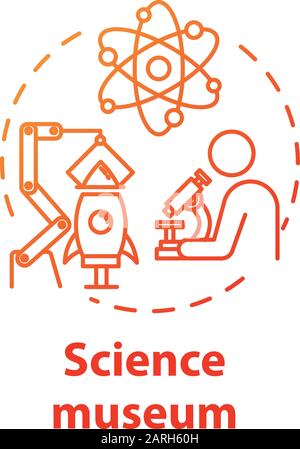 Science museum concept icon. Biotechnology and chemistry. Educational scientific exposition. Innovation and invention. Laboratory research idea thin l Stock Vector