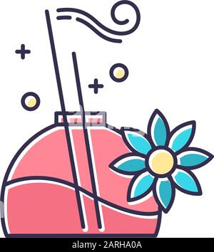 Aromatherapy color icon. Floral scent. Essential oils. Aromatic sticks. Female selfcare practice. Therapeutic spa product. Cosmetic and beauty. Fresh Stock Vector