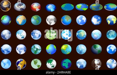 Vector set of cartoon planets. Colorful set of isolated objects. Space background. Fantasy planets. Stock Vector