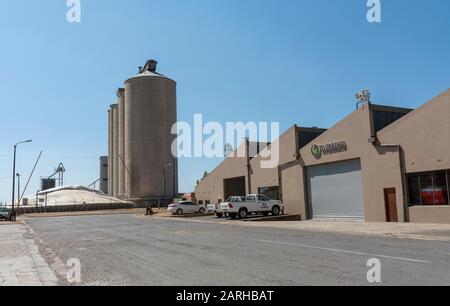 Caledon, Western Cape, South Africa. Dec 2019.  Large concrete grain silos on the edge of this town, located in the Overberg region. Stock Photo