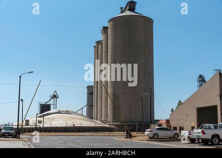 Caledon, Western Cape, South Africa. Dec 2019.  Large concrete grain silos on the edge of this town, located in the Overberg region. Stock Photo