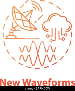 New waveforms concept icon. Global coverege. 5G technologies idea thin line illustration. High-speed connection. Mobile internet. Vector isolated outl Stock Vector