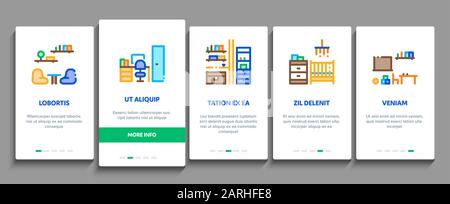 Home Rooms Furniture Onboarding Elements Icons Set Vector Stock Vector ...