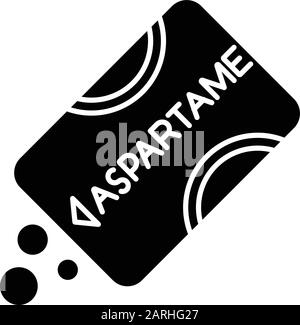 Aspartame glyph icon. Low calorie food additives. Artificial sweetener. Sugar substitude. Organic chemistry product. Silhouette symbol. Negative space Stock Vector