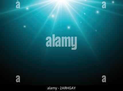 Magic dark background with blue star, lights. Stock Vector