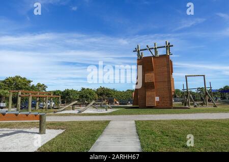 Ft. Pierce,FL/USA-1/27/20: An example of the obstacle course and physical fitness training that the Navy SEALs use at the Navy SEALs Museum in Ft. Pie Stock Photo