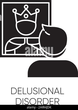 Delusional disorder icon. Man in mirror reflection. Bizzare and false ...