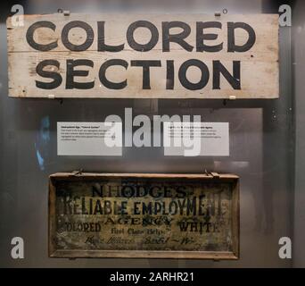 colored section employment agency sign in the National Museum of African American History and Culture in Washington DC Stock Photo
