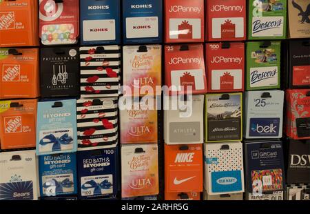 gift cards in drug store for sale Brooklyn NYC Stock Photo