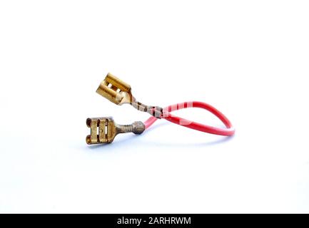 connector red copper wire of electric device image Stock Photo