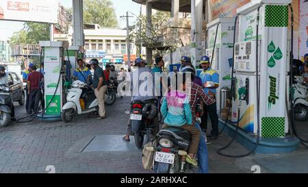 Busy Petrol Station in India Stock Photo