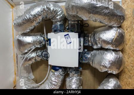 Renson Healthbox 3.0, domestic individual ventilation system showing control modules and air ducts Stock Photo