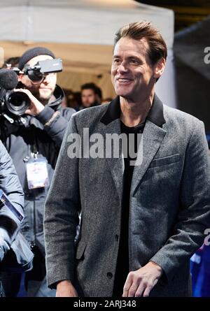 Berlin, Germany. 28th Jan, 2020. Jim Carrey, Canadian-US-American comedian and actor, comes to the 'Fan & Family Event' of his film 'Sonic The Hedgehog' at the Zoo Palast. The film opens in cinemas on 13 February. Credit: Annette Riedl/dpa/Alamy Live News Stock Photo