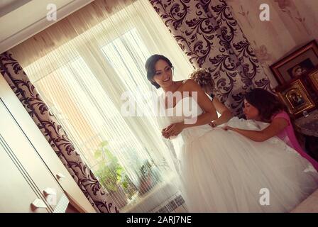 Lovely couple in Ukrainian wedding Lutsk Stock Photo