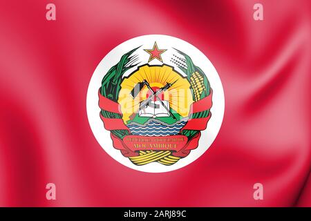 3D Presidential Standard of Mozambique (1982-1990). 3D Illustration. Stock Photo