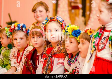 Ukrainian Evenings, Malvin Kindergarten, Lutsk Ukraine 28/01/2015 Stock Photo