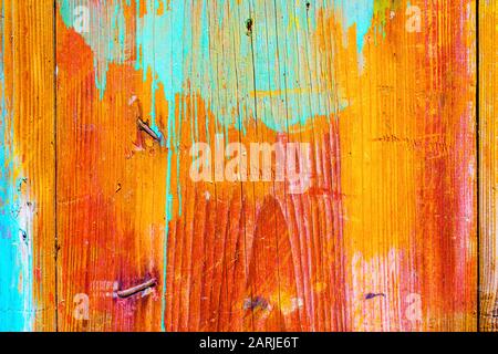 Old red painted board background. Wood panels on a rustic barn Stock Photo