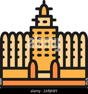 Sudano Sahelian Architecture in Mali flat color line icon. Stock Vector