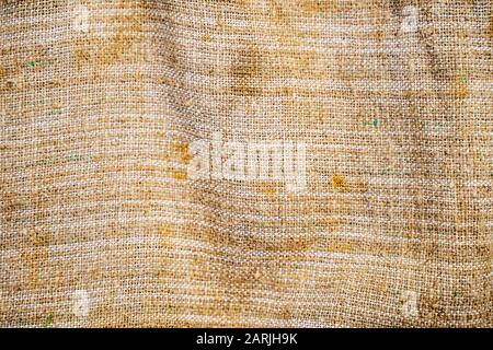 Burlap jute canvas vintage background. Old textile texture Stock Photo