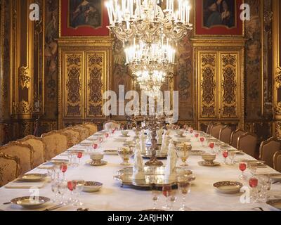 TURIN, ITALY - CIRCA JANUARY 2020: Palazzo Reale (translation Royal Palace) dining room Stock Photo