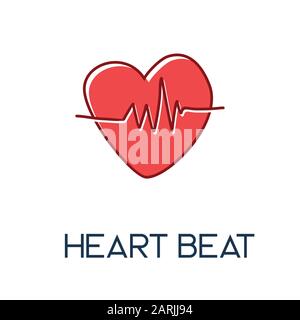 heart beat minimalist out line hand drawn medic flat icon illustration Stock Vector