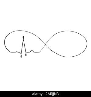 Endless life. Sign of cardiogram inscribed in infinity. Hand-drawn continuous line. Isolated stock vector illustration. Stock Vector