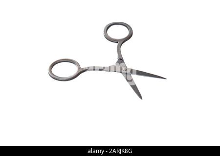 manicure and pedicure steel scissors isolated on white background Stock Photo