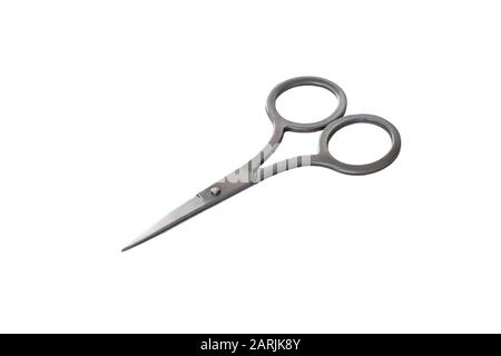 manicure and pedicure steel scissors isolated on white background Stock Photo