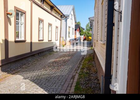 Old Rauma is the wooden city centre of the town of Rauma, Finland. It is listed as a UNESCO World Heritage Site. Rauma is a seaside town of 40 000 inh Stock Photo