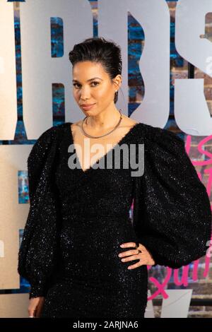 Jurnee Smollett-Bell star of Birds of Prey and the Fantabulous Emancipation of One Harley Quinn attend Harley Quinn's Pop Up Roller Disco at the steel yard, London. Stock Photo