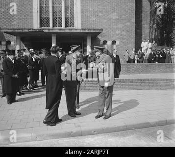 General Foulkes in Wageningen. Greeting General Kruls Date: 3 May 1948 Location: Gelderland, Wageningen Keywords: greetings Personal name: Kruls, H.J. Stock Photo