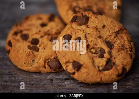 close up color photo of chocolate cookies Stock Photo