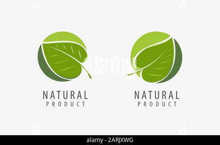 Natural product logo. Leaf symbol or label vector illustration Stock Vector