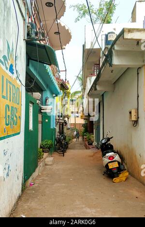 Narrow, uninhabited gateway in Sri Lanka. Stock Photo