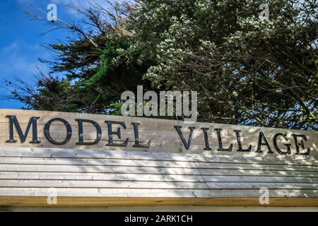 the sign to a model village Southsea, Portsmouth, Hampshire Stock Photo