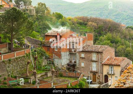 Italy, Sicily, Messina Province, Francavilla di Sicilia. Overview of town residences. Stock Photo