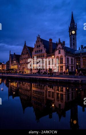 Beautiful riverside view of Ghent Belgium Stock Photo