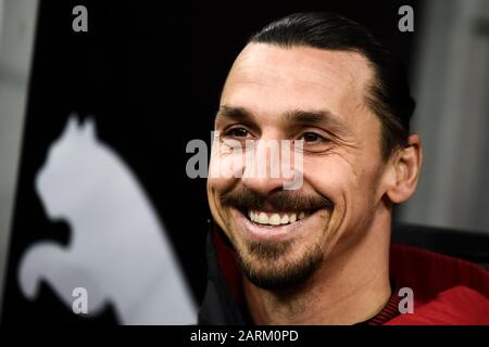 Milan, Italy - 28 January, 2020: Zlatan Ibrahimovic of AC Milan smiles prior to the Coppa Italia football match between AC Milan and Torino FC. Credit: Nicolò Campo/Alamy Live News Stock Photo