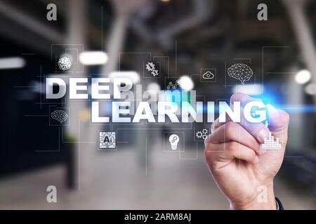 Deep machine learning, artificial intelligence in smart factory or technology solution Stock Photo