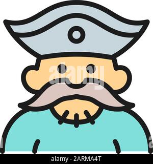 Sailor, pirate, robber flat color line icon. Stock Vector
