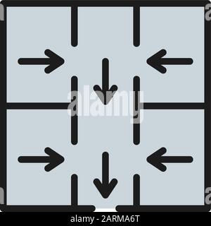 Evacuation plan, emergency evacuation sign flat color line icon. Stock Vector