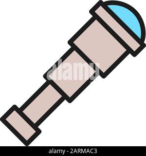 Spyglass, telescope, periscope flat color line icon. Stock Vector