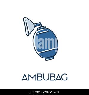 ambu Bag valve mask minimalist out line hand drawn medic flat icon illustration Stock Vector