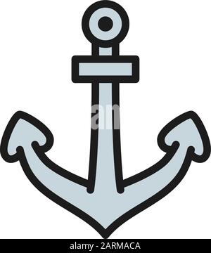 Vector anchor, nautical flat color line icon. Stock Vector
