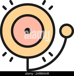 Fire alarm bell flat color line icon. Stock Vector