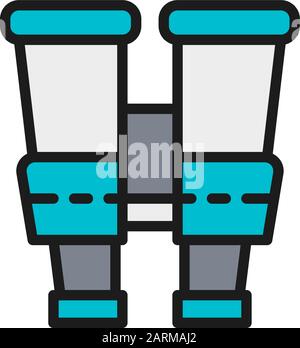 Binoculars, spy flat color line icon. Isolated on white background Stock Vector